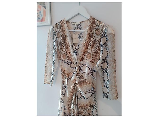 Maje Midi Maxi Kleid Schlangenmuster Beige Mehrfarben - Ansicht 5