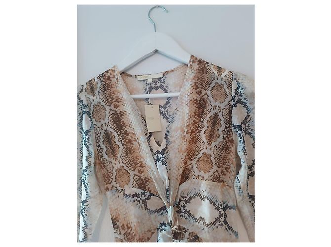Maje Midi Maxi Kleid Schlangenmuster Beige Mehrfarben - Ansicht 7