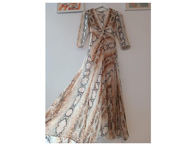 Maje Midi Maxi Kleid Schlangenmuster Beige Mehrfarben - Ansicht 8