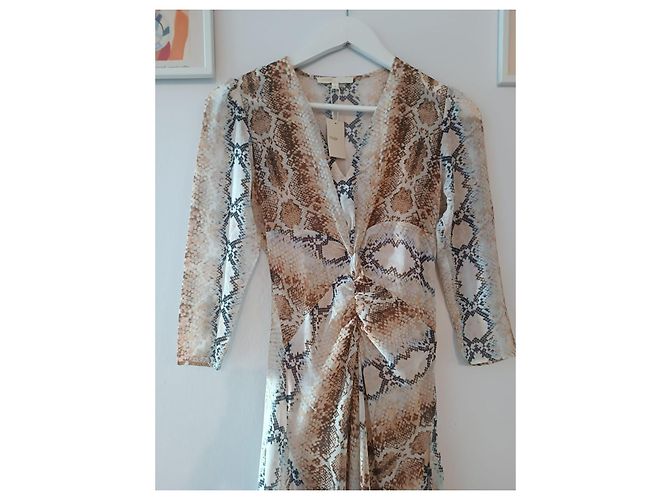 Maje Midi Maxi Kleid Schlangenmuster Beige Mehrfarben - Ansicht 9