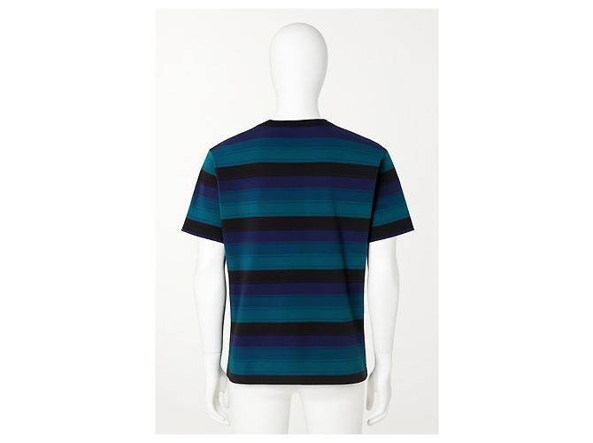 T-shirt Missoni a righe in cotone nero e blu navy - vista 2