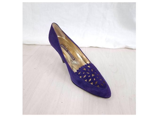Walter Steiger scarpe viola con tacco vintage 1980s Viola scuro - vista 2