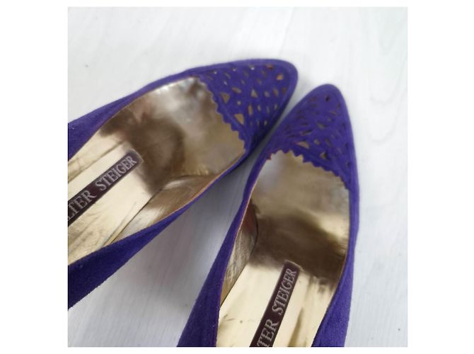 Walter Steiger scarpe viola con tacco vintage 1980s Viola scuro - vista 3