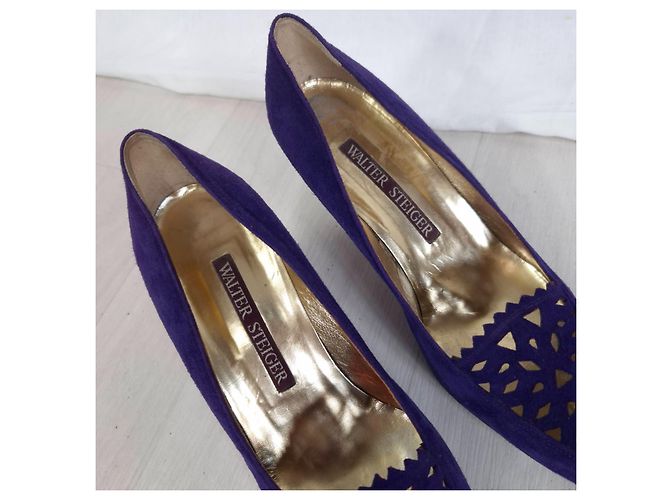 Walter Steiger scarpe viola con tacco vintage 1980s Viola scuro - vista 5