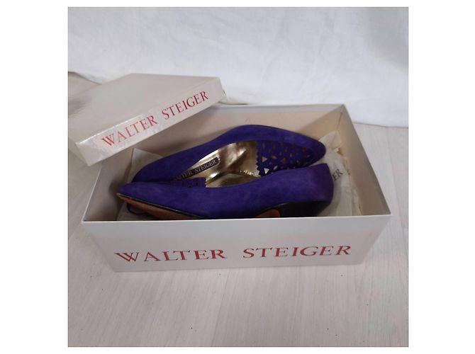 Walter Steiger scarpe viola con tacco vintage 1980s Viola scuro - vista 6