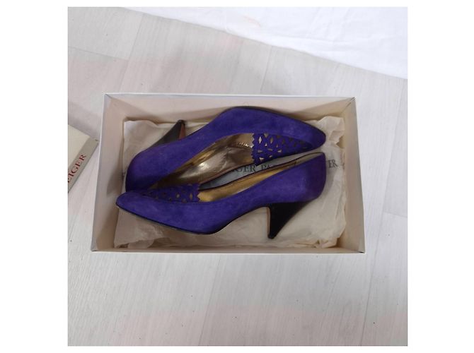 Walter Steiger scarpe viola con tacco vintage 1980s Viola scuro - vista 7