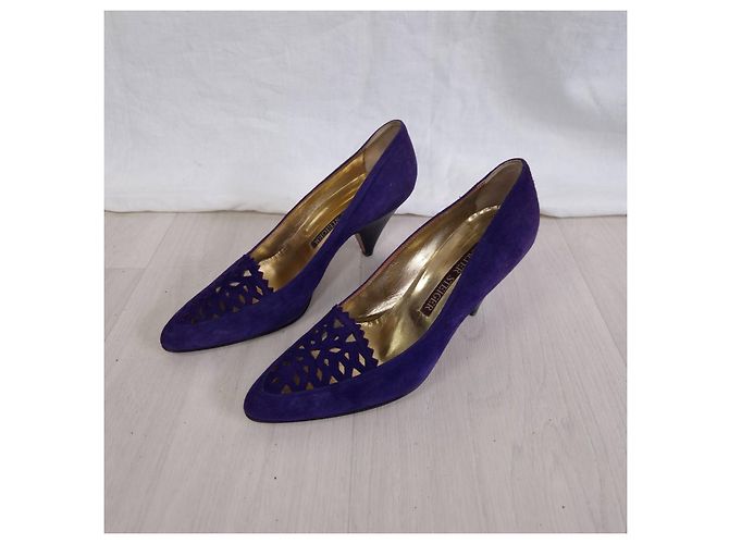Walter Steiger scarpe viola con tacco vintage 1980s Viola scuro - vista 8