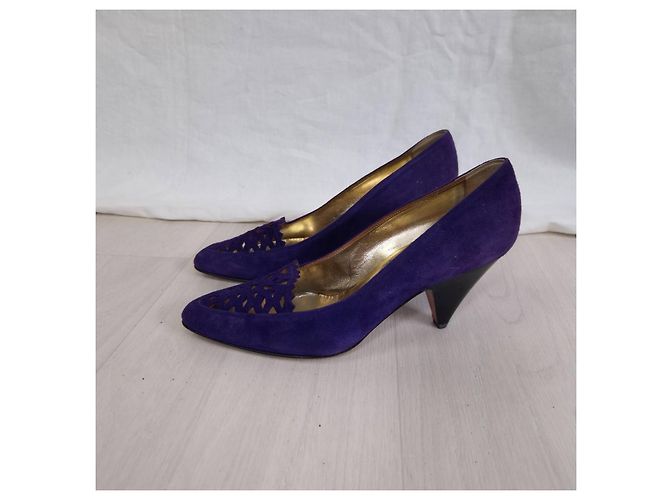 Walter Steiger scarpe viola con tacco vintage 1980s Viola scuro - vista 9