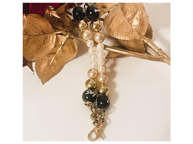 Stupendo luminoso bracciale DOLCE & GABBANA catena doppia perle oro bianche nere Bianco Multicolore D'oro - vista 11