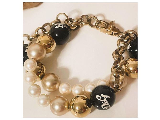 Stupendo luminoso bracciale DOLCE & GABBANA catena doppia perle oro bianche nere Bianco Multicolore D'oro - vista 3