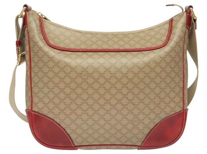 Céline Borsa a Spalla in Tela Macadam CELINE Beige Oro Auth 132148 D'oro - vista 13