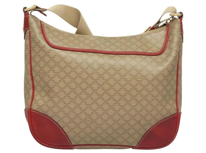 Céline Borsa a Spalla in Tela Macadam CELINE Beige Oro Auth 132148 D'oro - vista 2