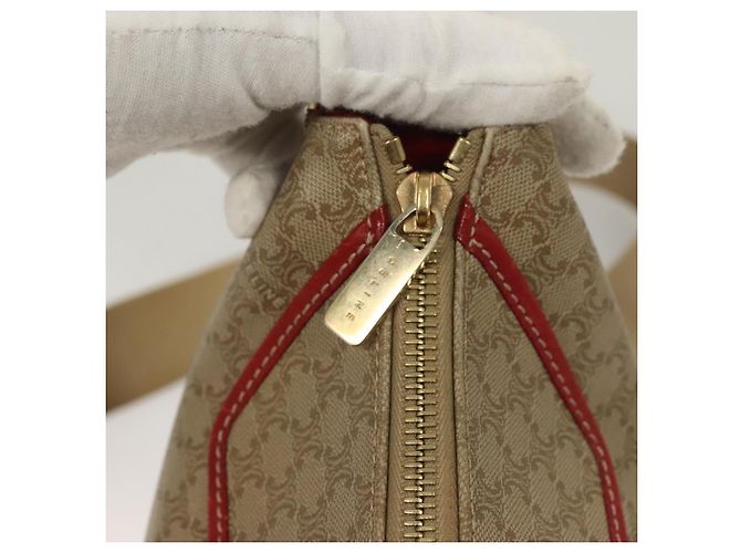 Céline Borsa a Spalla in Tela Macadam CELINE Beige Oro Auth 132148 D'oro - vista 9