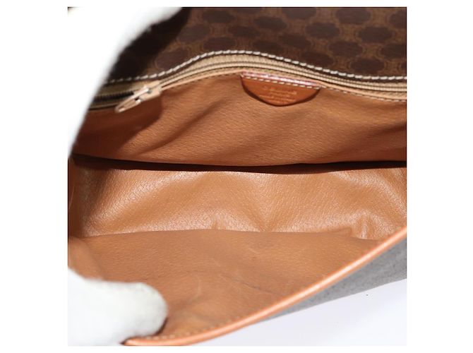 Céline Borsa a Spalla in Tela Macadam CELINE PVC Marrone Oro Auth 131356 D'oro - vista 10