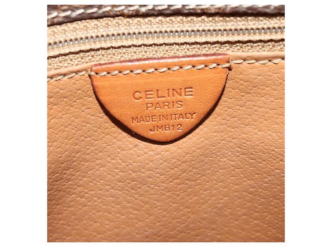 Céline Borsa a Spalla in Tela Macadam CELINE PVC Marrone Oro Auth 131356 D'oro - vista 12