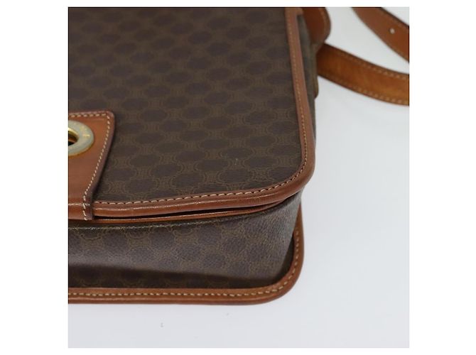 Céline Borsa a Spalla in Tela Macadam CELINE PVC Marrone Oro Auth 131356 D'oro - vista 14