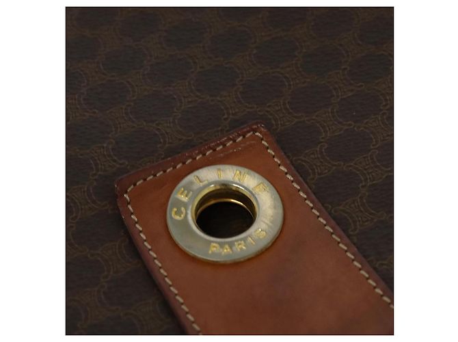 Céline Borsa a Spalla in Tela Macadam CELINE PVC Marrone Oro Auth 131356 D'oro - vista 17