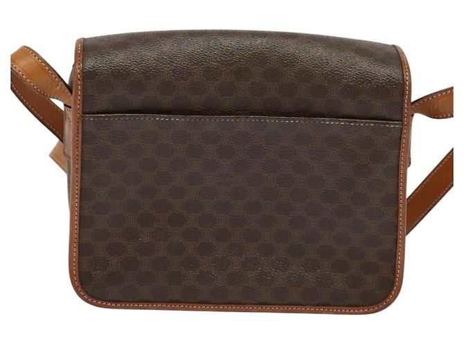 Céline Borsa a Spalla in Tela Macadam CELINE PVC Marrone Oro Auth 131356 D'oro - vista 2