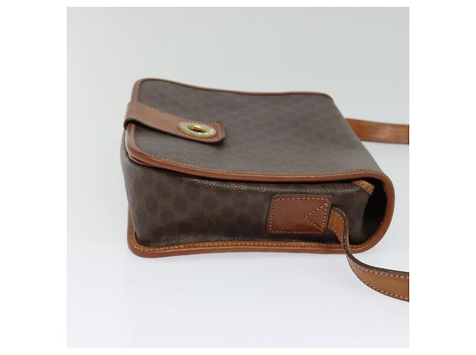 Céline Borsa a Spalla in Tela Macadam CELINE PVC Marrone Oro Auth 131356 D'oro - vista 4