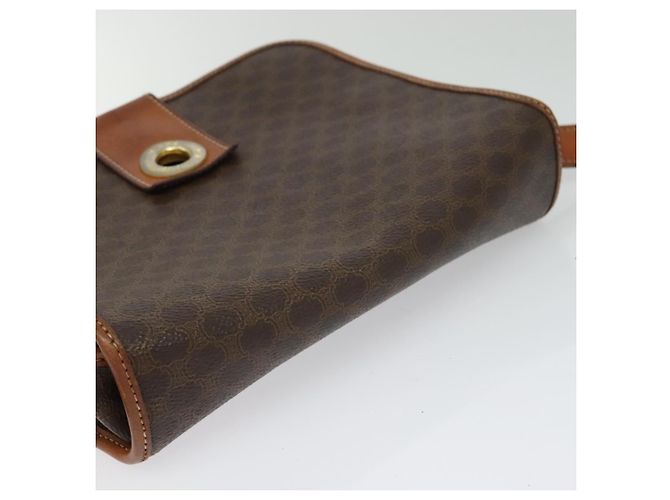 Céline Borsa a Spalla in Tela Macadam CELINE PVC Marrone Oro Auth 131356 D'oro - vista 6