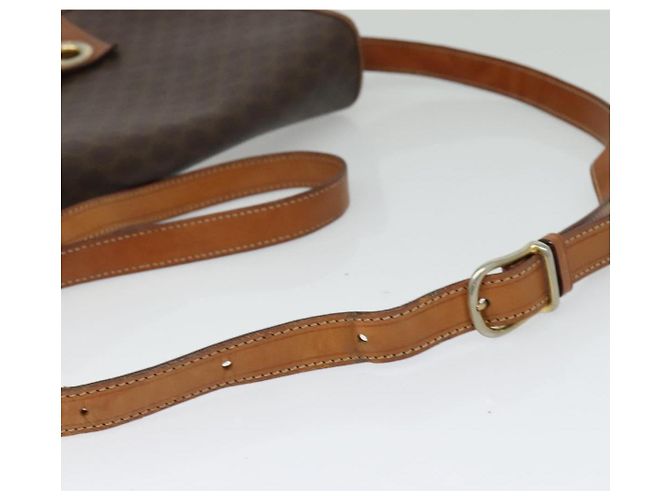 Céline Borsa a Spalla in Tela Macadam CELINE PVC Marrone Oro Auth 131356 D'oro - vista 7