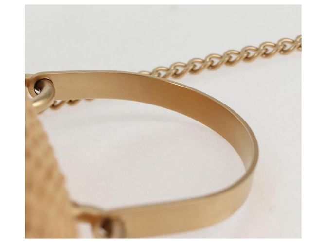 Borsa a spalla in rattan con catena CHANEL paglia beige oro CC Auth 128491SV D'oro - vista 14