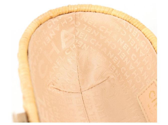 Borsa a spalla in rattan con catena CHANEL paglia beige oro CC Auth 128491SV D'oro - vista 27
