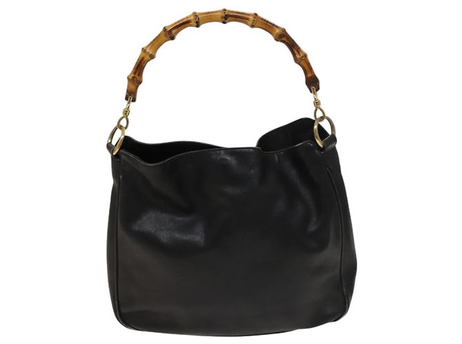 Borsa a mano in pelle Gucci Bamboo 2way Nera Oro 001 3754 1638 Auth th6215 Nero D'oro - vista 13