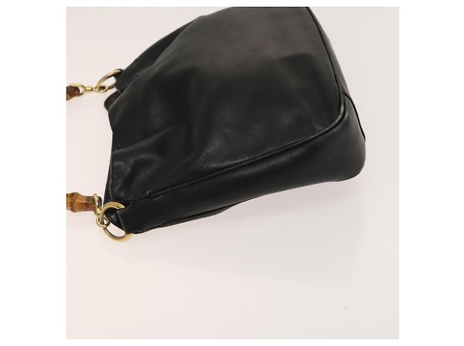 Borsa a mano in pelle Gucci Bamboo 2way Nera Oro 001 3754 1638 Auth th6215 Nero D'oro - vista 4