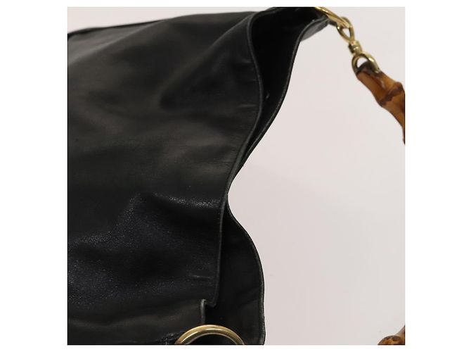 Borsa a mano in pelle Gucci Bamboo 2way Nera Oro 001 3754 1638 Auth th6215 Nero D'oro - vista 6