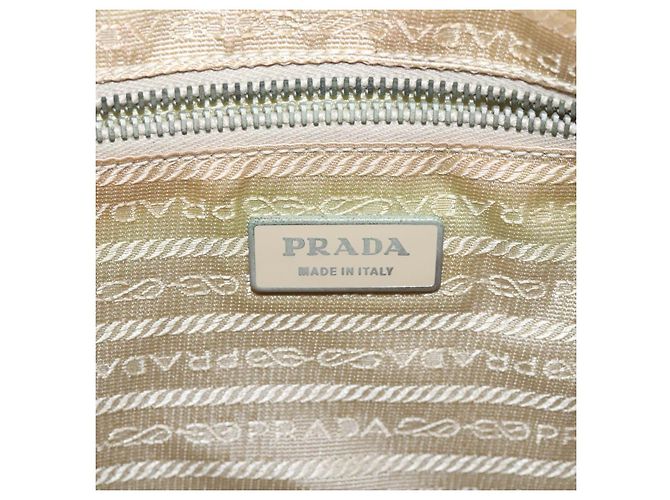 Borsa a Spalla PRADA in Nylon Pelle Beige Argento Autentica 131422 - vista 18