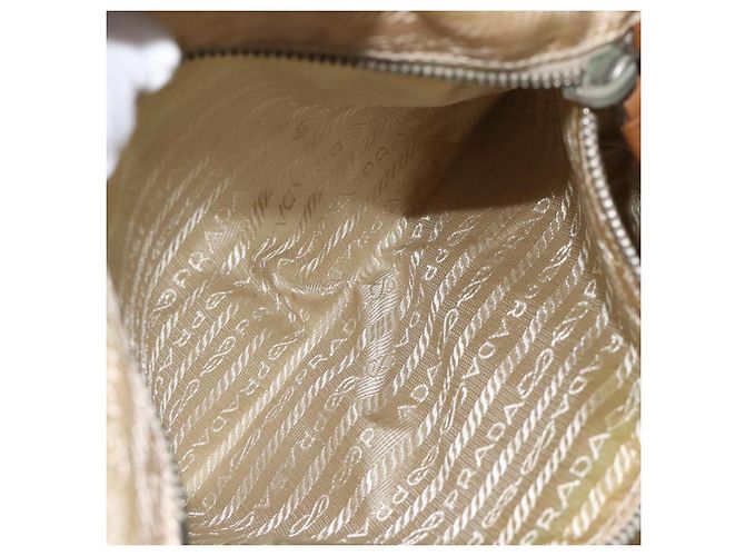Borsa a Spalla PRADA in Nylon Pelle Beige Argento Autentica 131422 - vista 21