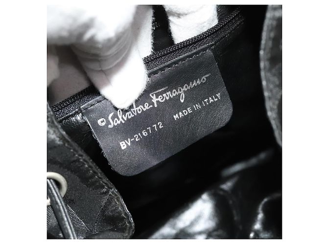 Salvatore Ferragamo Backpack Nylon Black Silver Auth 130220 - view 12
