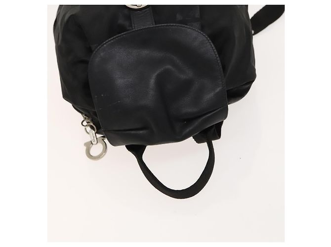 Salvatore Ferragamo Backpack Nylon Black Silver Auth 130220 - view 6