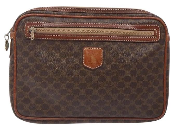Céline Clutch in tela Macadam CELINE in pelle PVC marrone oro Auth gh359 D'oro - vista 13