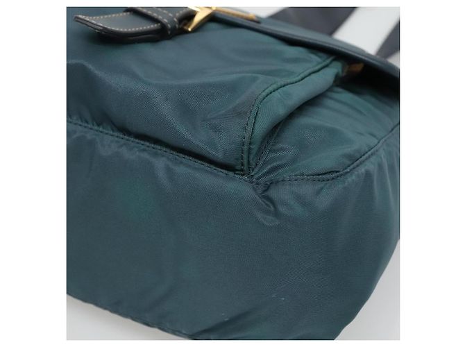 PRADA Schultertasche Nylon Grün Gold Auth 131481 Golden - Ansicht 15