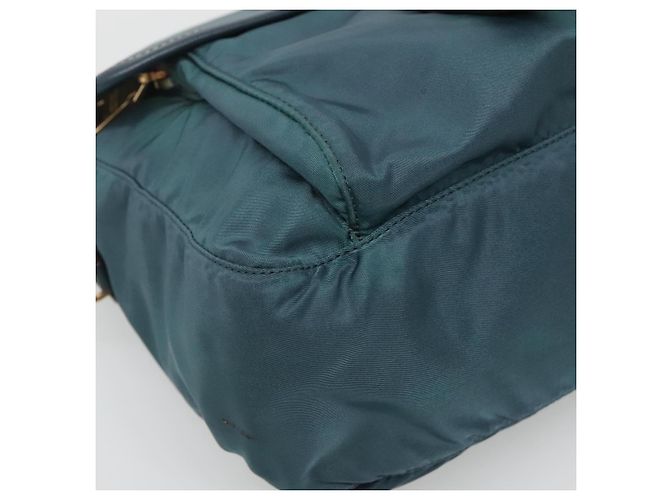 PRADA Schultertasche Nylon Grün Gold Auth 131481 Golden - Ansicht 16