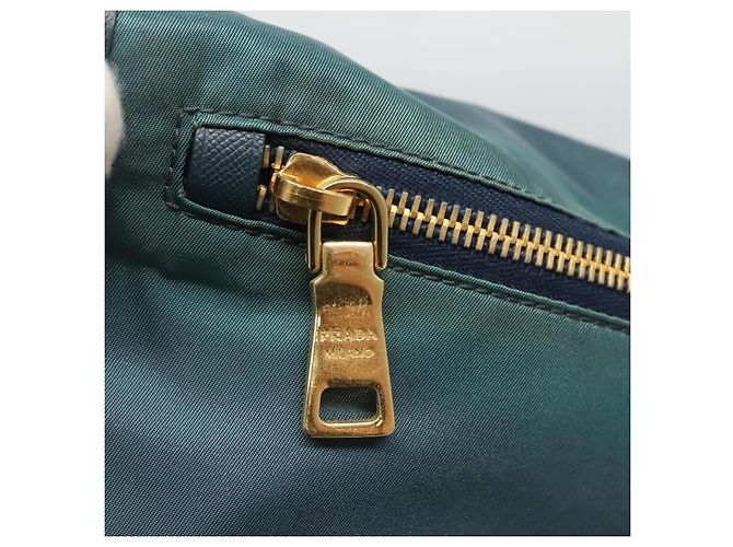 PRADA Schultertasche Nylon Grün Gold Auth 131481 Golden - Ansicht 20