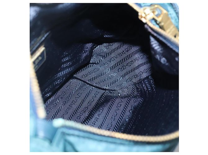 PRADA Schultertasche Nylon Grün Gold Auth 131481 Golden - Ansicht 22