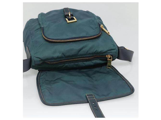 PRADA Schultertasche Nylon Grün Gold Auth 131481 Golden - Ansicht 9
