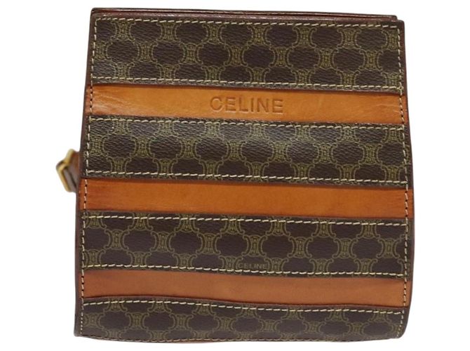 Céline CELINE Macadam Canvas Backpack PVC Leather Brown Gold Auth 131672 Golden - view 13