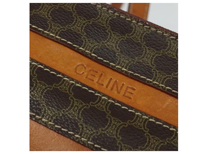 Céline CELINE Macadam Canvas Backpack PVC Leather Brown Gold Auth 131672 Golden - view 17