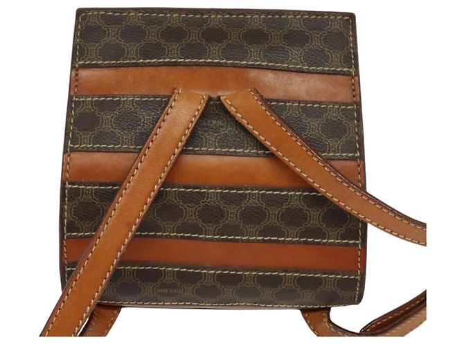 Céline CELINE Macadam Canvas Backpack PVC Leather Brown Gold Auth 131672 Golden - view 2