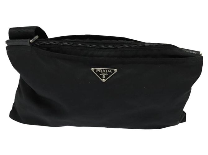 PRADA Schultertasche aus schwarzem Nylon Auth gh414 - Ansicht 13
