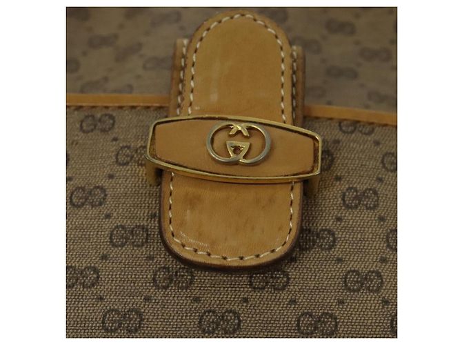 Borsa Sherry Line in PVC beige e oro Micro GG Supreme di GUCCI Auth gh497 D'oro - vista 14