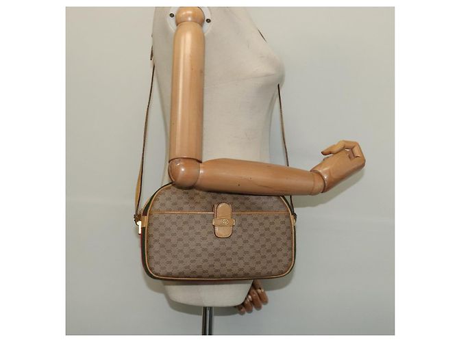 Borsa Sherry Line in PVC beige e oro Micro GG Supreme di GUCCI Auth gh497 D'oro - vista 22
