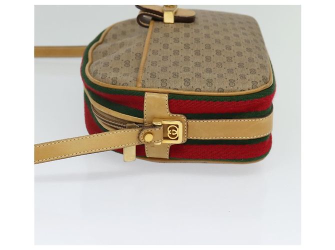 Borsa Sherry Line in PVC beige e oro Micro GG Supreme di GUCCI Auth gh497 D'oro - vista 4