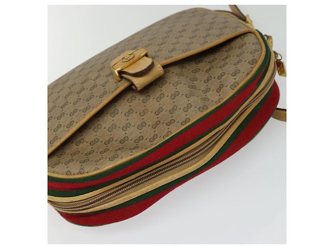 Borsa Sherry Line in PVC beige e oro Micro GG Supreme di GUCCI Auth gh497 D'oro - vista 6