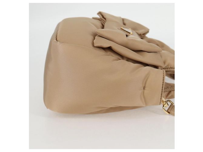 PRADA Borsa a Mano Nylon 2way Beige Oro Auth 118908SM D'oro - vista 4