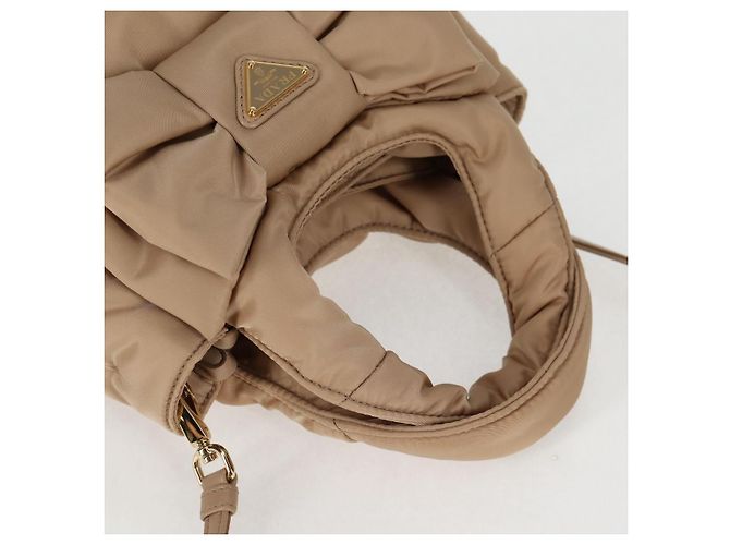 PRADA Borsa a Mano Nylon 2way Beige Oro Auth 118908SM D'oro - vista 6